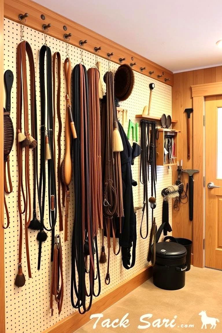 24 Tack Room Ideas for a More Organized Space Quickly 3 Installing Pegboards for Easy Gear Access - 24 Tack Room Ideas