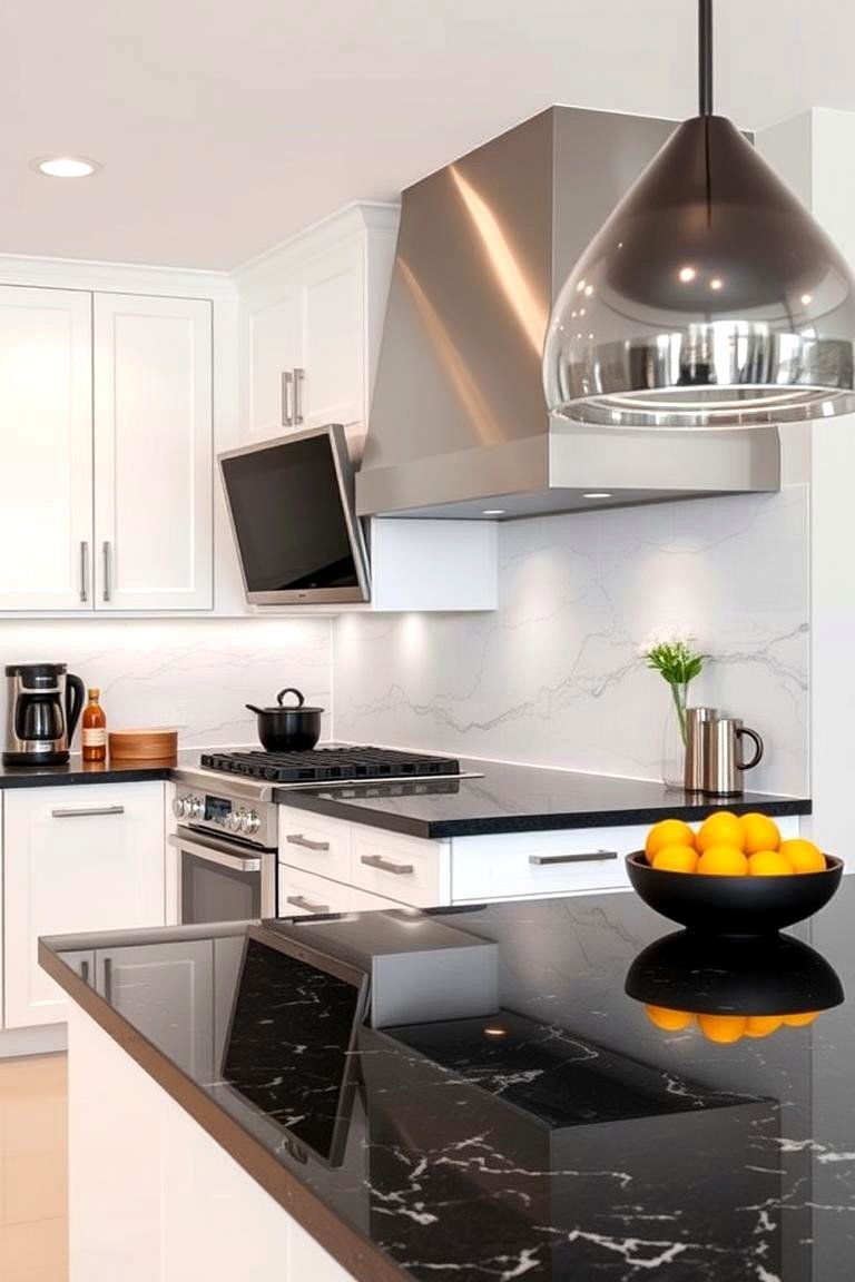 24 Black Granite Countertop Kitchen Ideas for Sleek Spaces 10 Integrated Backsplash Harmony - 24 Black Granite Countertops Kitchen Ideas