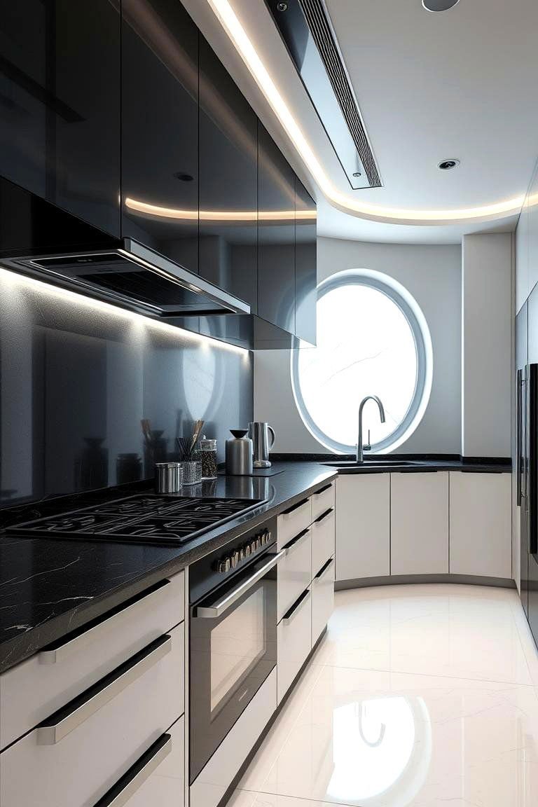 24 Black Granite Countertop Kitchen Ideas for Sleek Spaces 27 Integrated Modern Appliances - 24 Black Granite Countertops Kitchen Ideas