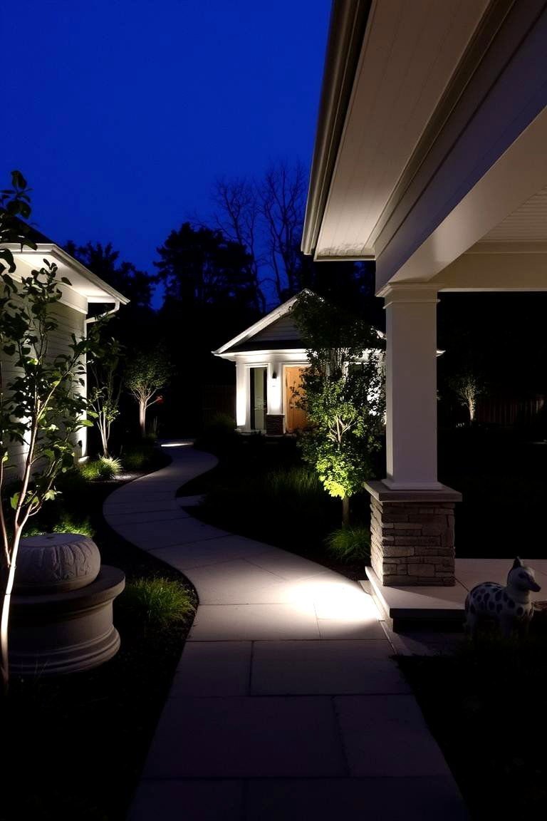 24 Soffit Lighting Ideas to Enhance Your Home's Exterior 11 Integrated Soffit and Landscape Lighting for Cohesive Design - 24 Soffit Lighting Ideas