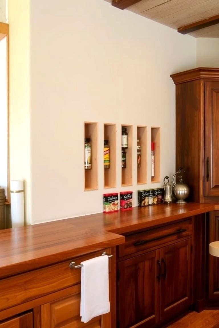 24 Inspiring Wall Niche Ideas to Transform Maximize Space and Style 17 Integrating a Spice Rack in the Kitchen - 24 Wall Niche Ideas