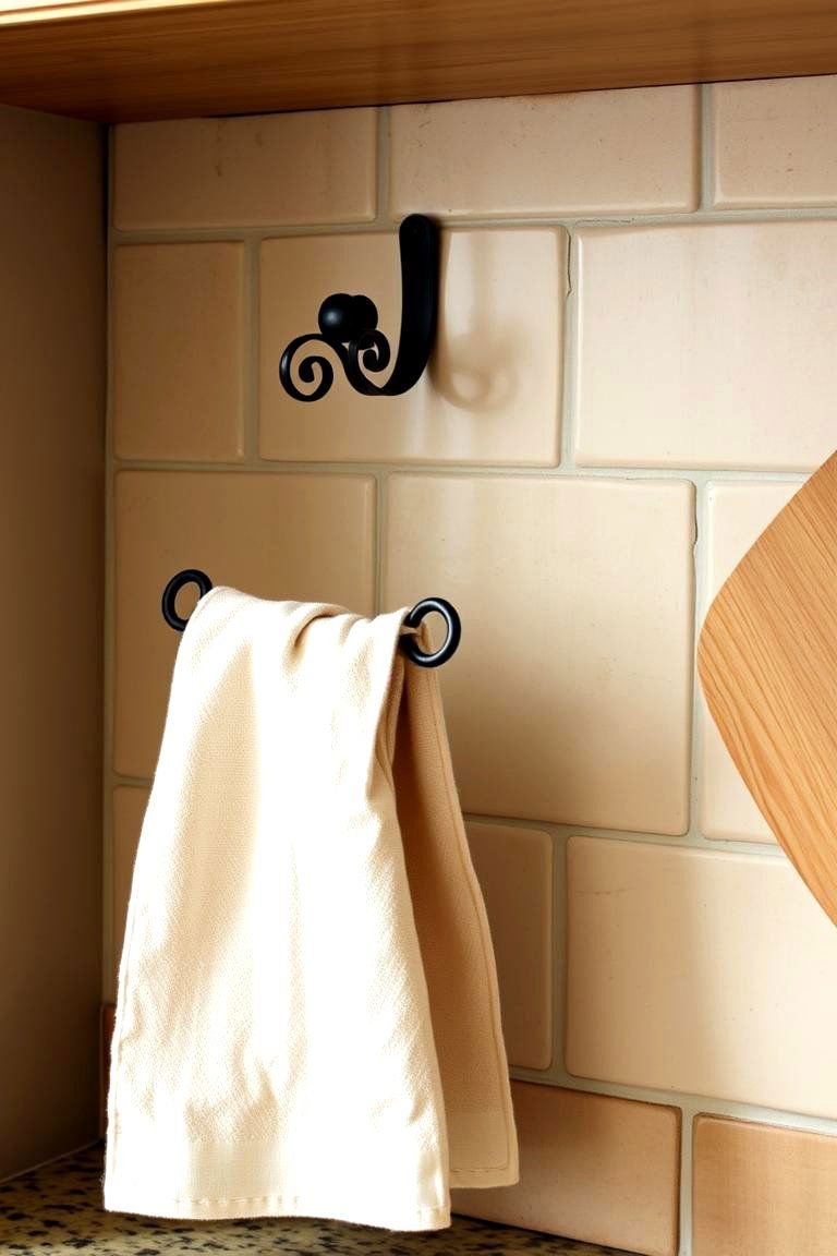 24 Kitchen Counter Decor Ideas: Functional & Aesthetic Displays 16 Looking at Decorative Towel Bars or Hooks - 24 Kitchen Counter Decor Ideas