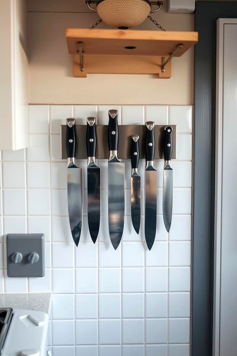 24 Tiny House Storage Ideas to Maximize Small Spaces 12 Magnetic Knife Strips for Kitchen Organization - 24 Tiny House Storage Ideas