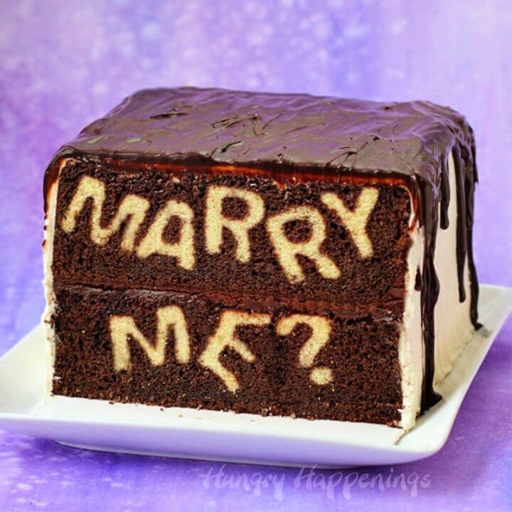 80 DIY Wedding Ideas for Decorations, Apparel & Food 37 Marry Me Reveal Cake Recipe