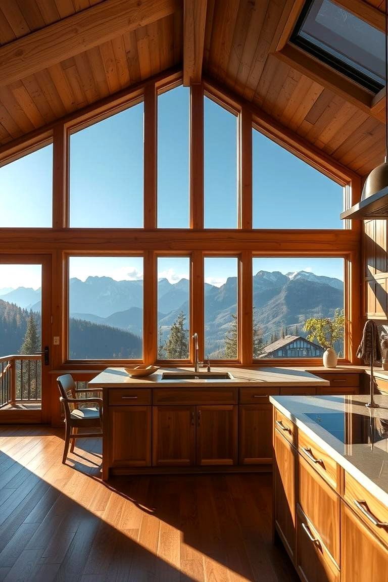 24 Mountain House Kitchen Ideas for Rustic Charm 6 Natural Light through Expansive Windows - 24 Mountain House Kitchen Ideas