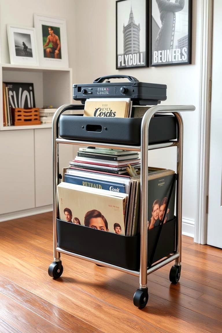 24 Creative Vinyl Record Storage Ideas for Music Lovers 20 Portable Record Cart - 24 Vinyl Record Storage Ideas
