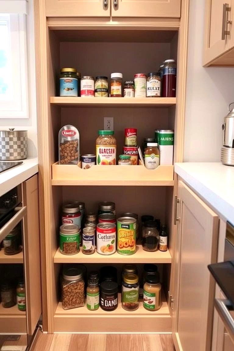 24 Tiny House Storage Ideas to Maximize Small Spaces 6 Pull Out Pantry Shelves for Kitchen Efficiency - 24 Tiny House Storage Ideas
