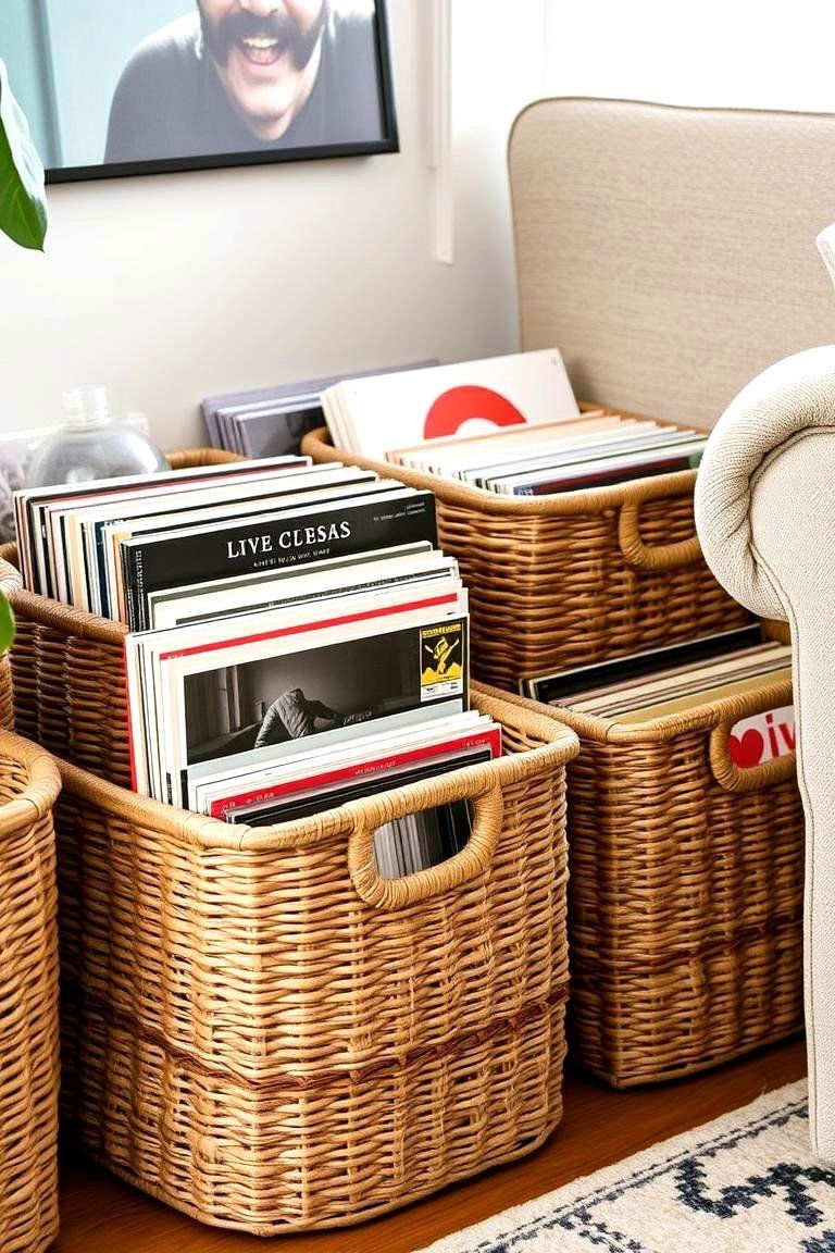 24 Creative Vinyl Record Storage Ideas for Music Lovers 12 Record Storage Baskets - 24 Vinyl Record Storage Ideas