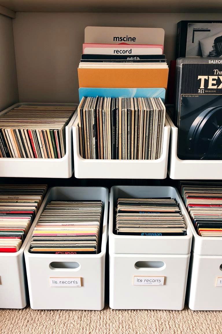 24 Creative Vinyl Record Storage Ideas for Music Lovers 19 Record Storage Bins - 24 Vinyl Record Storage Ideas