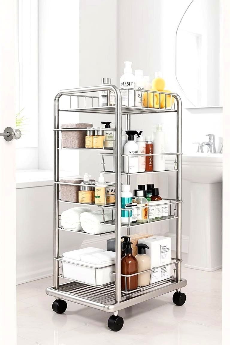 24 Clever Toilet Paper Storage Ideas for Organized Bathrooms 12 Rolling Cart Storage - 24 Toilet Paper Storage Ideas