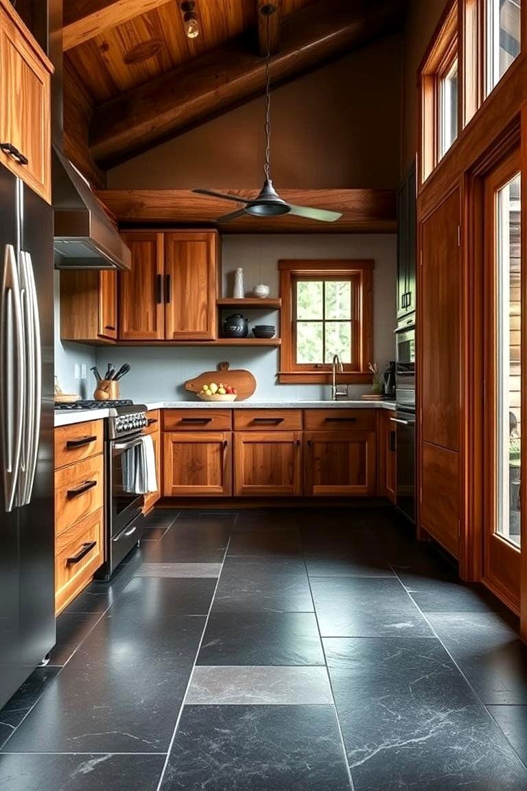 24 Mountain House Kitchen Ideas for Rustic Charm 18 Slate Flooring for a Modern Durable Look - 24 Mountain House Kitchen Ideas