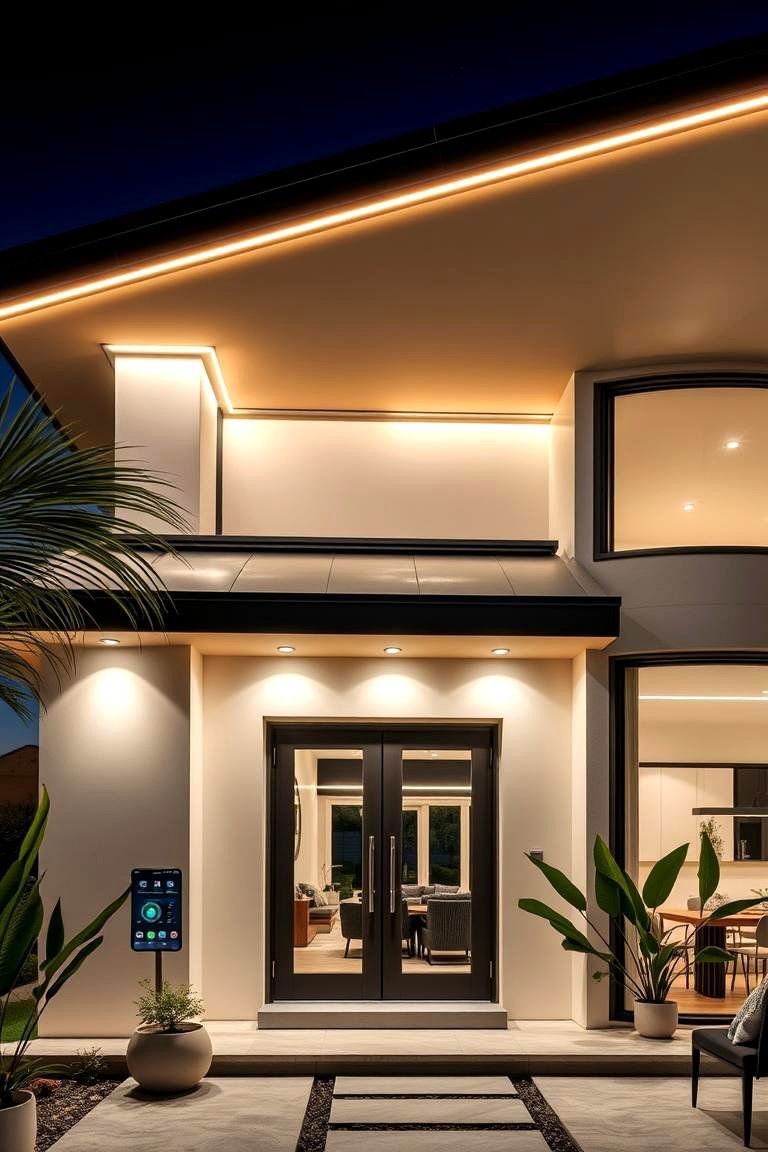 24 Soffit Lighting Ideas to Enhance Your Home's Exterior 20 Smart Home Integrated Soffit Lighting for Modern Convenience - 24 Soffit Lighting Ideas