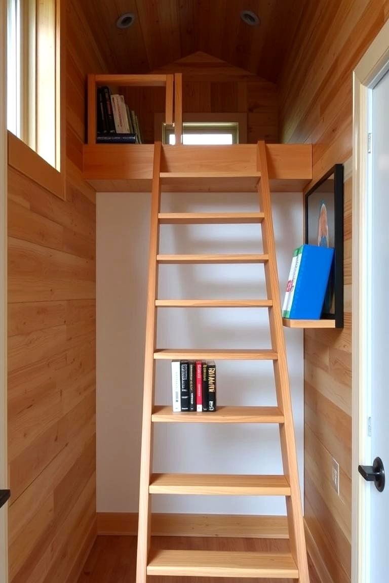 24 Tiny House Storage Ideas to Maximize Small Spaces 19 The Functional Design of a Ladder with Storage Rungs - 24 Tiny House Storage Ideas