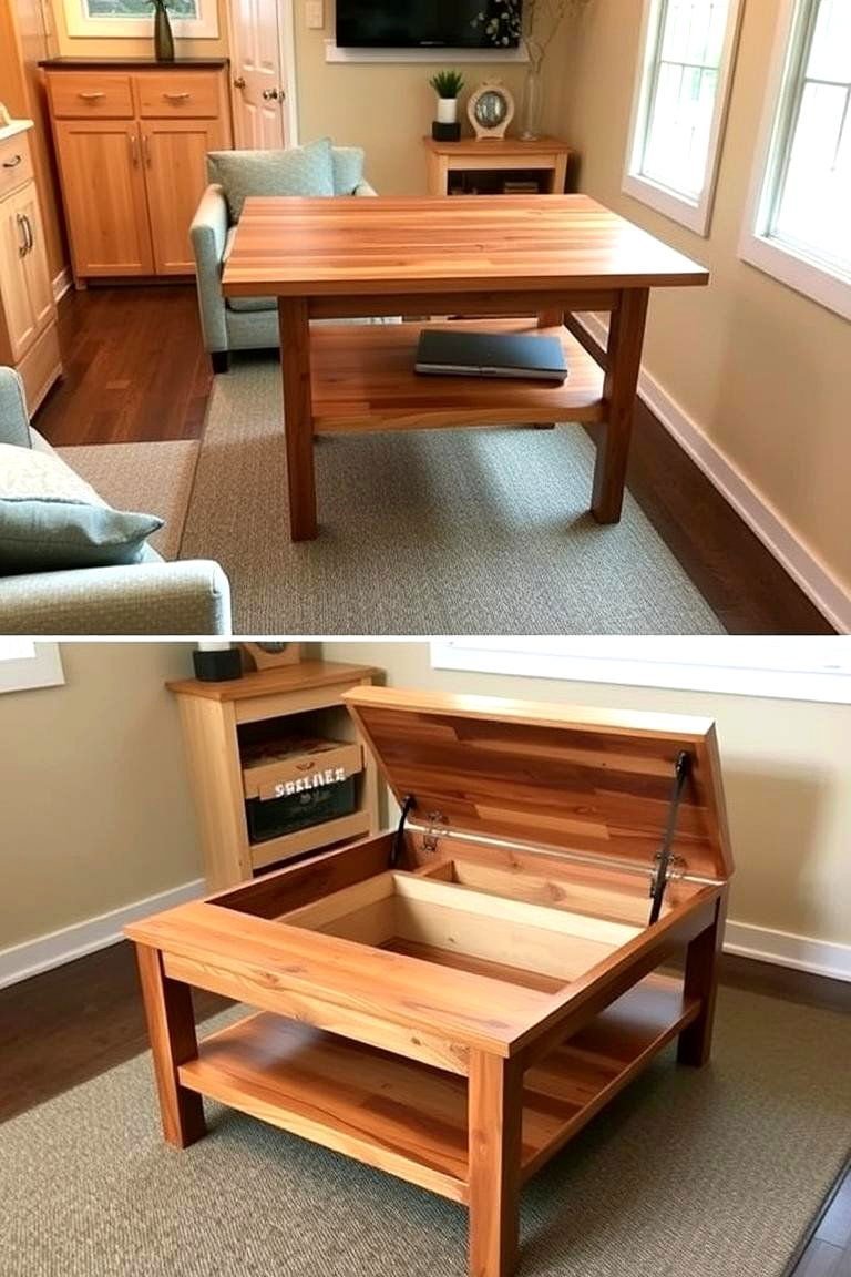 24 Tiny House Storage Ideas to Maximize Small Spaces 24 The Transformative Convertible Coffee Table with Storage - 24 Tiny House Storage Ideas