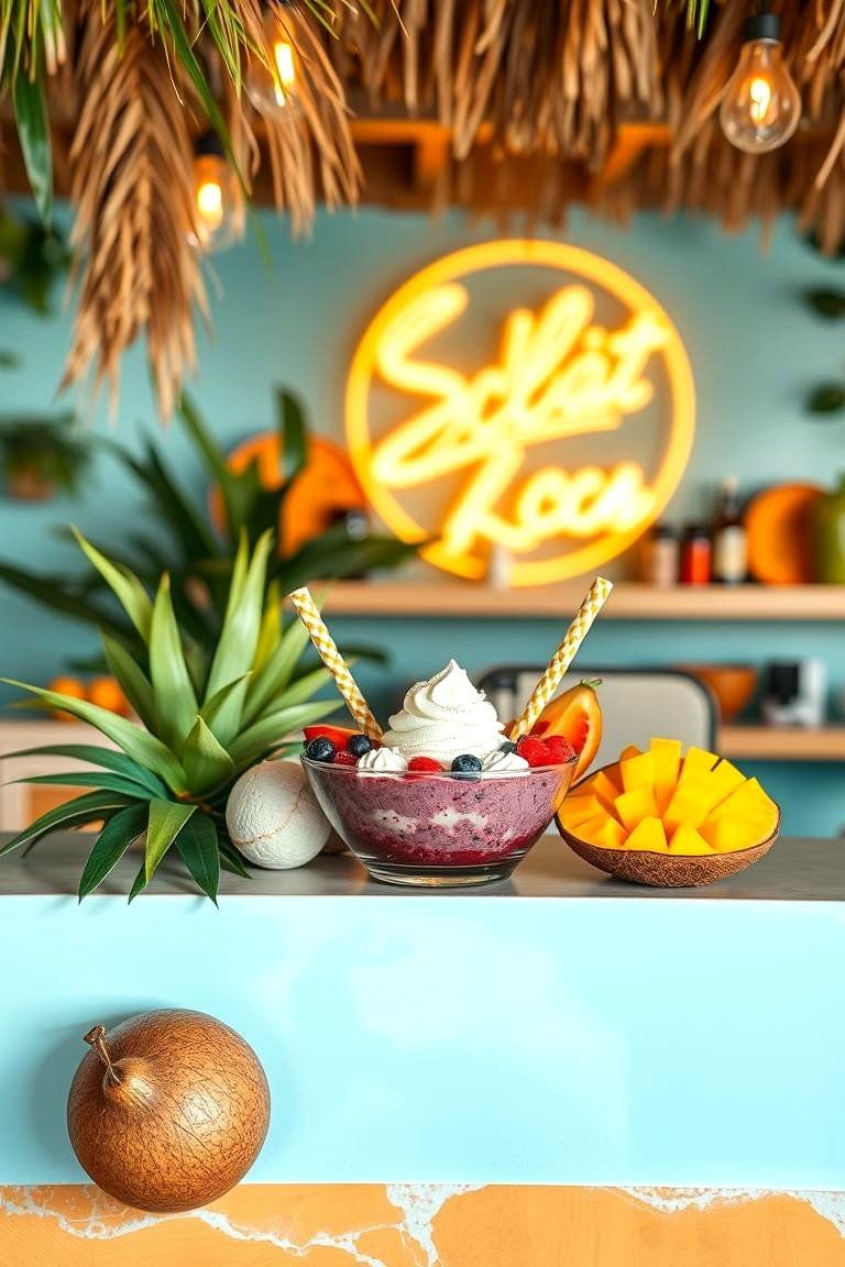 24 Breakfast Bar Ideas for Modern Kitchens and Small Spaces 26 Tropical Acai Bowl Bar - 24 Breakfast Bar Ideas