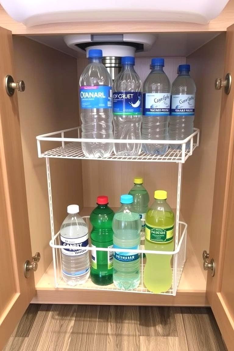 24 Smart Water Bottle Storage Ideas for Organized Spaces & Clutter Free Home 4 Under Sink Organizer for Hidden Storage - 24 Water Bottle Storage Ideas