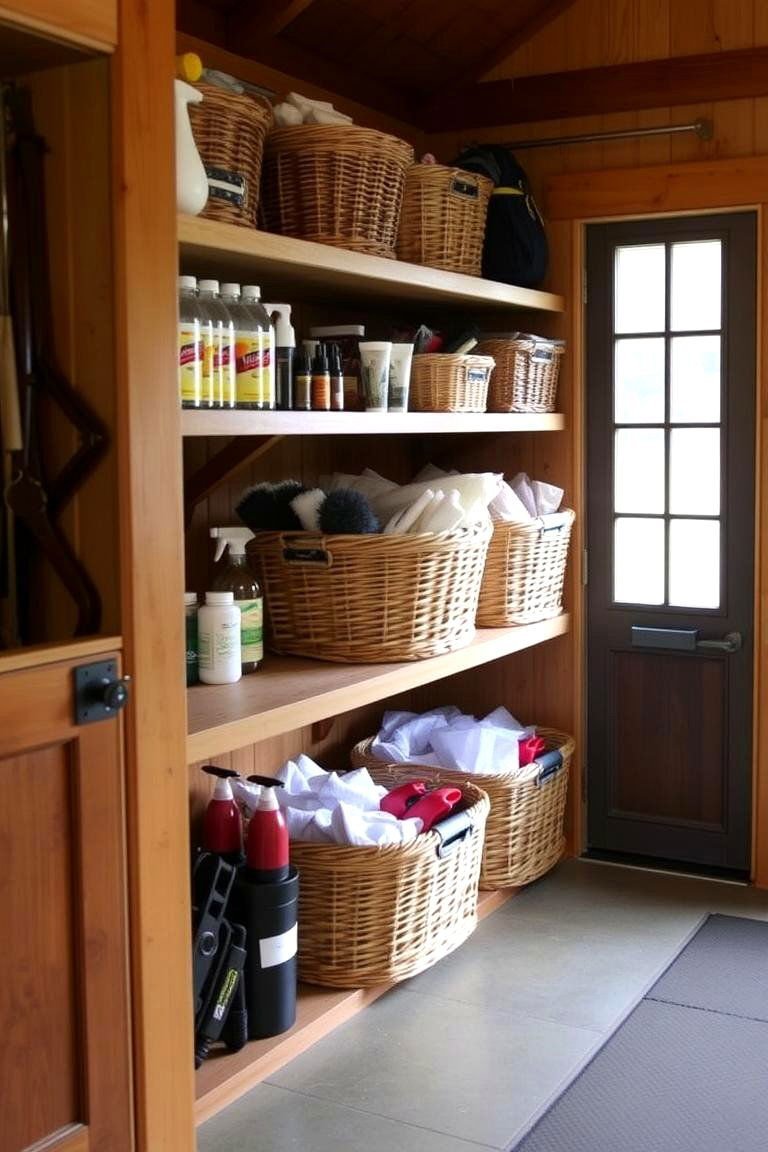 24 Tack Room Ideas for a More Organized Space Quickly 15 Using Baskets for Additional Storage - 24 Tack Room Ideas