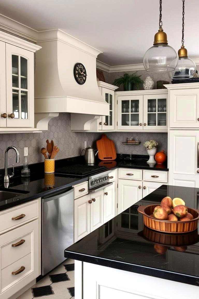 24 Black Granite Countertop Kitchen Ideas for Sleek Spaces 12 Vintage Inspired Charm - 24 Black Granite Countertops Kitchen Ideas