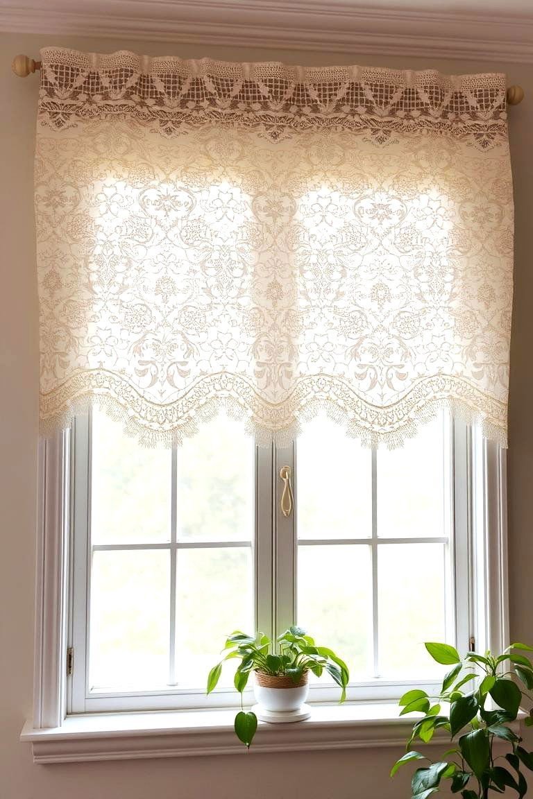 24 Window Valance Ideas to Refresh Your Home's Style 15 Vintage Lace Valance - 24 Window Valance Ideas