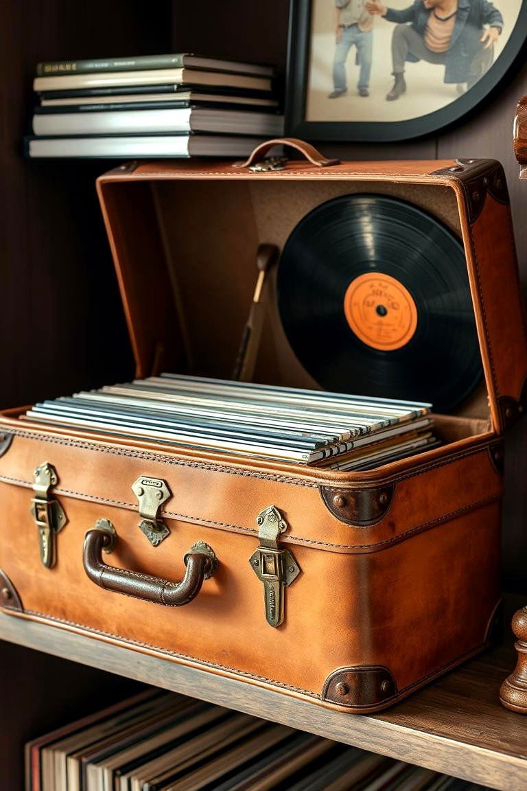 24 Creative Vinyl Record Storage Ideas for Music Lovers 3 Vintage Suitcases Storage - 24 Vinyl Record Storage Ideas
