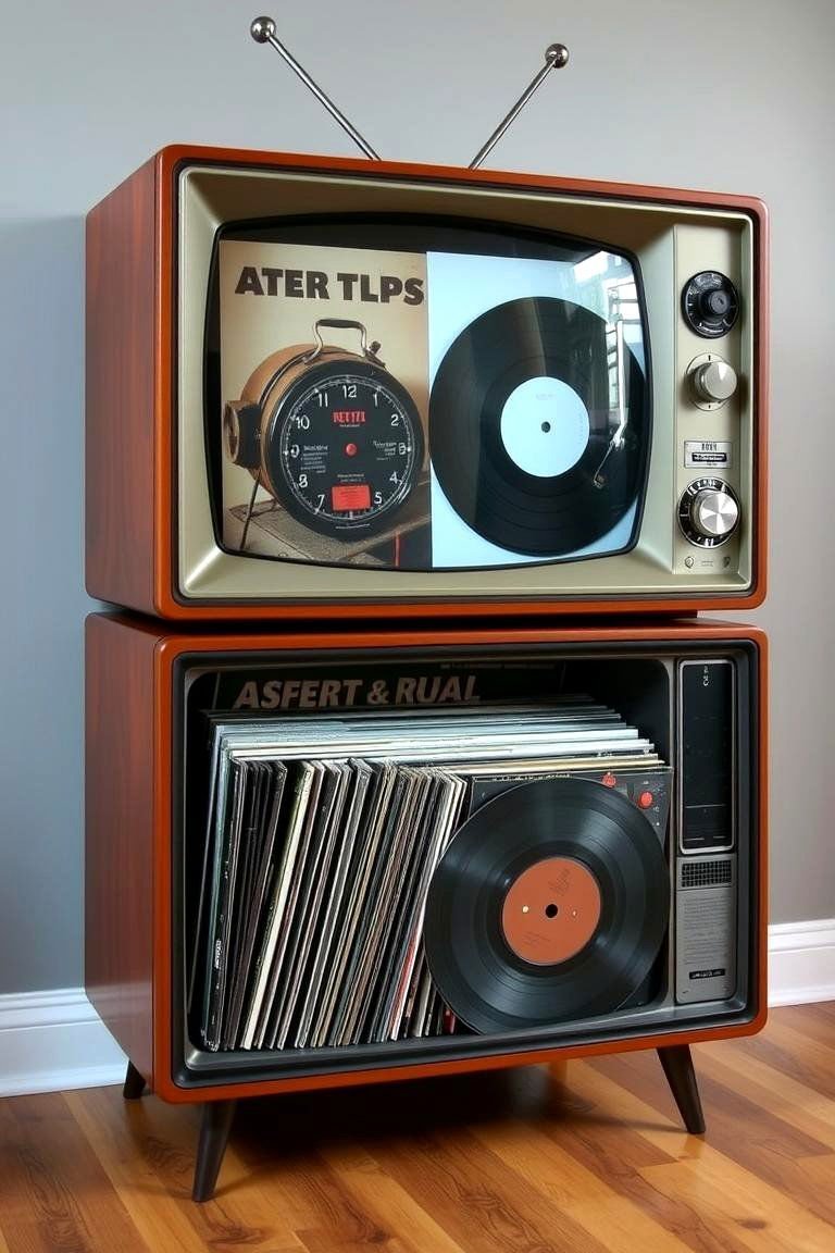 24 Creative Vinyl Record Storage Ideas for Music Lovers 24 Vintage TV Storage Conversion - 24 Vinyl Record Storage Ideas