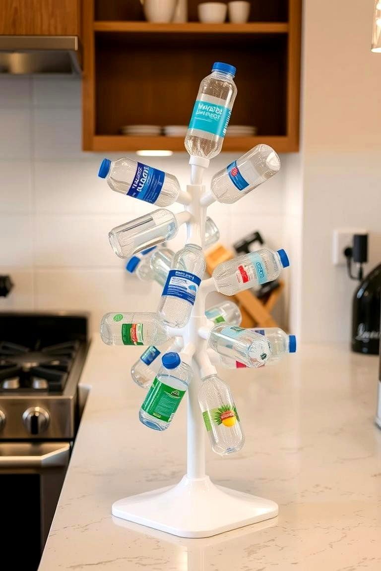 24 Smart Water Bottle Storage Ideas for Organized Spaces & Clutter Free Home 15 Water Bottle Tree Stand for Countertop Display - 24 Water Bottle Storage Ideas