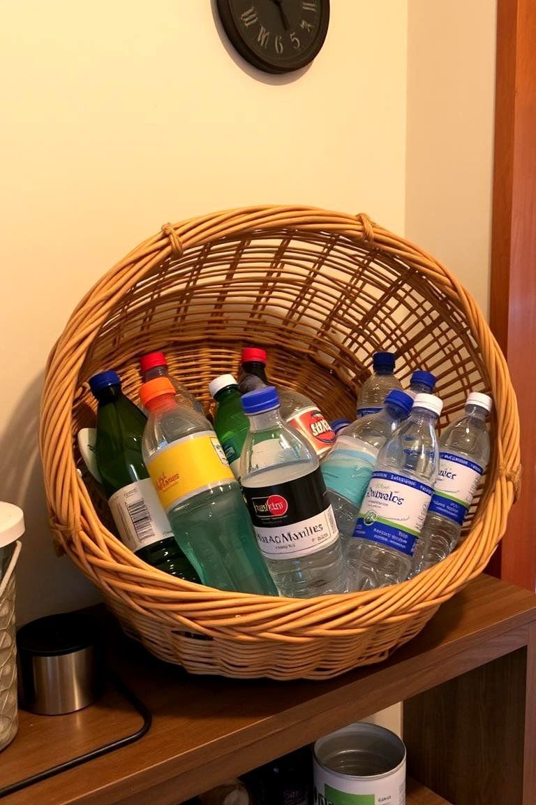 24 Smart Water Bottle Storage Ideas for Organized Spaces & Clutter Free Home 20 Wicker Baskets for Rustic Charm - 24 Water Bottle Storage Ideas
