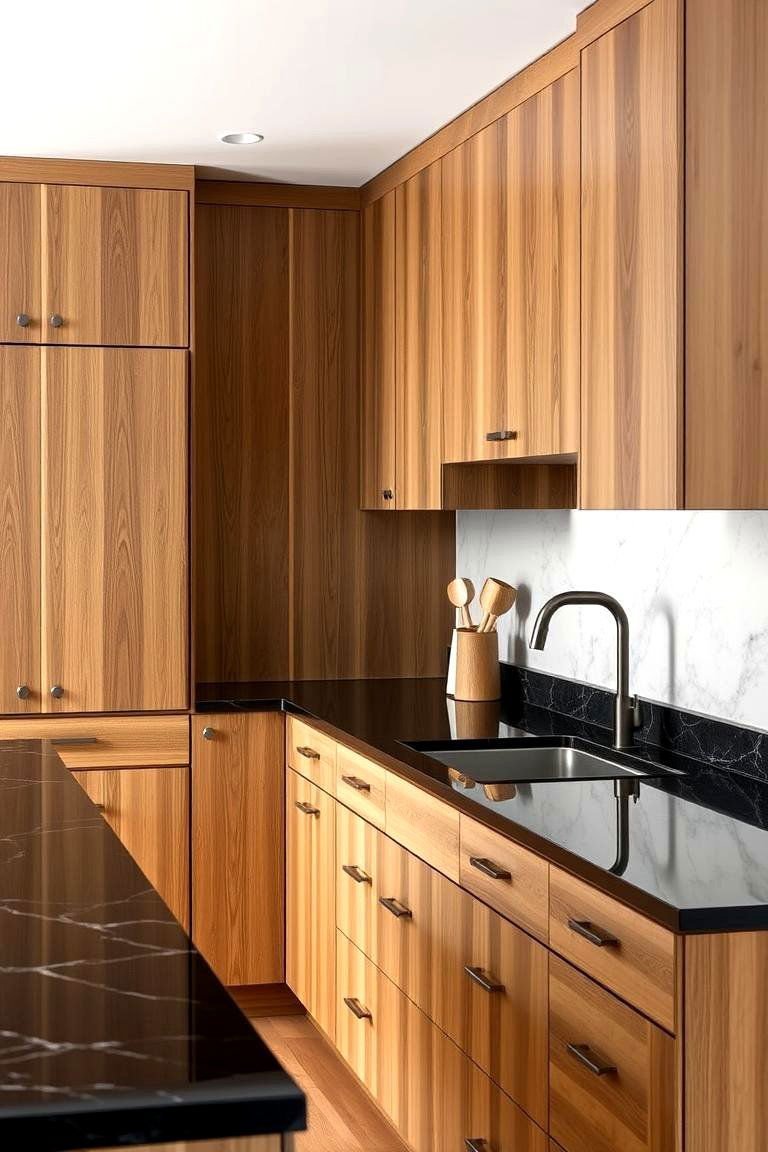 24 Black Granite Countertop Kitchen Ideas for Sleek Spaces 26 Wood and Stone Fusion - 24 Black Granite Countertops Kitchen Ideas