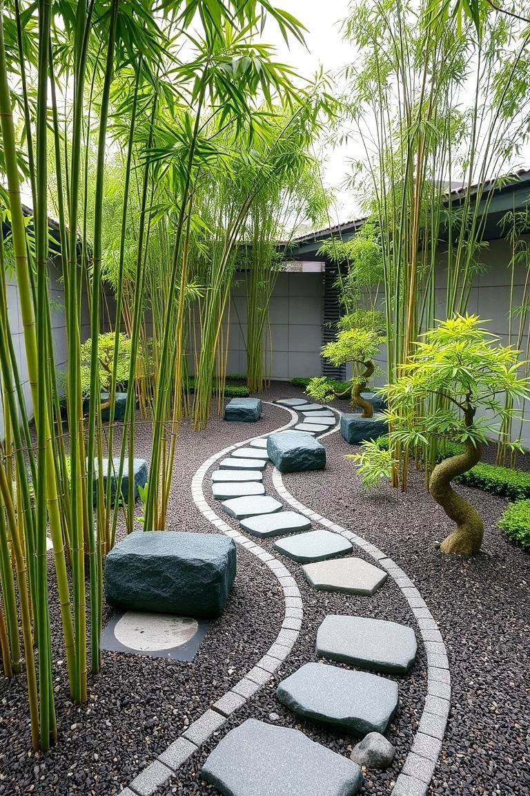 24 Bonsai Garden Ideas to Elevate Your Indoor Greenery 10 Bamboo and Bonsai Fusion Garden - 24 Bonsai Garden Ideas