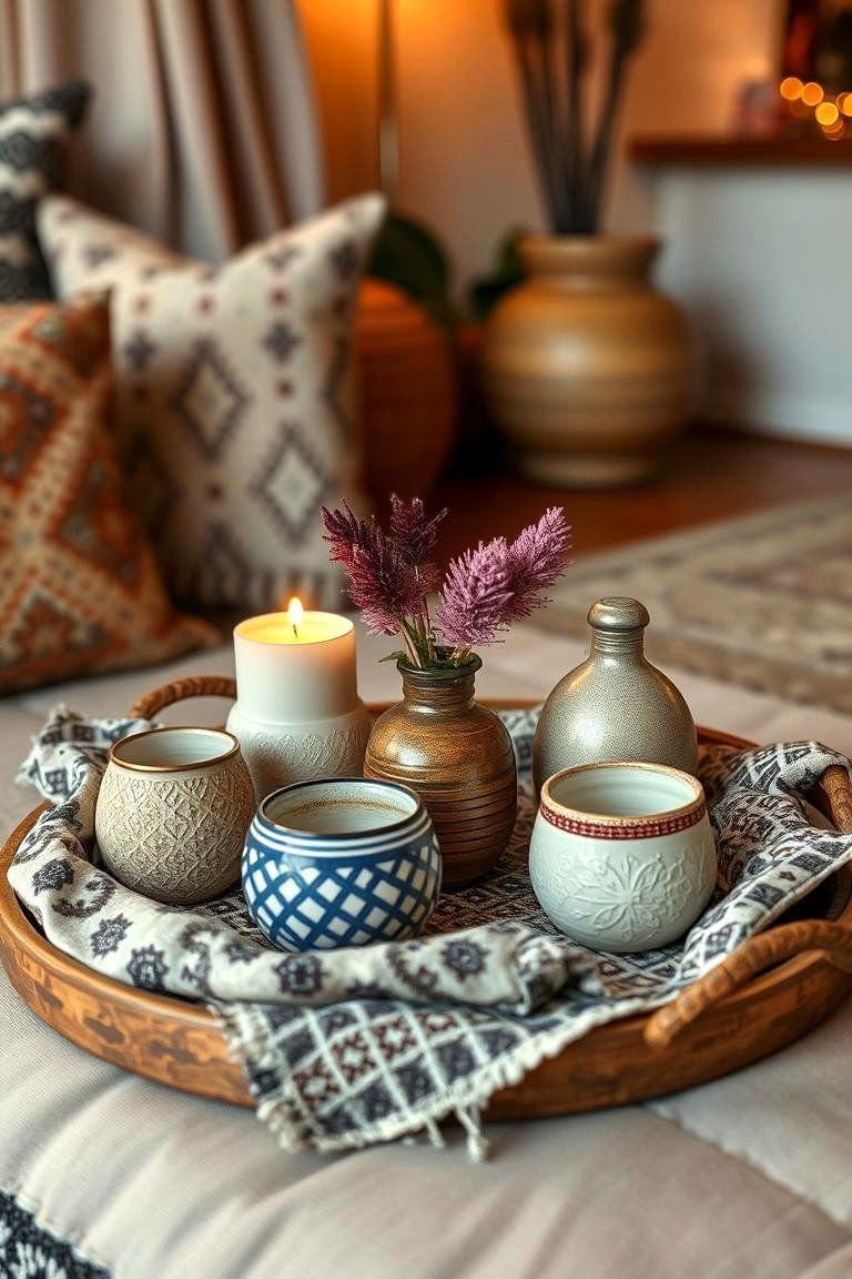 24 Creative Tray Decor Ideas for Stylish Home Organization 7 Bohemian Beauty Tray - 24 Tray Decor Ideas