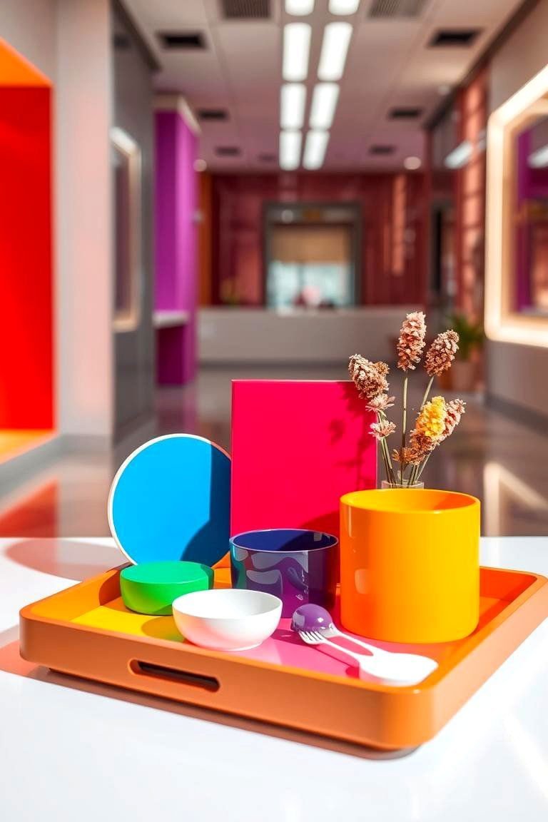 24 Creative Tray Decor Ideas for Stylish Home Organization 11 Bold Color Pop Tray - 24 Tray Decor Ideas