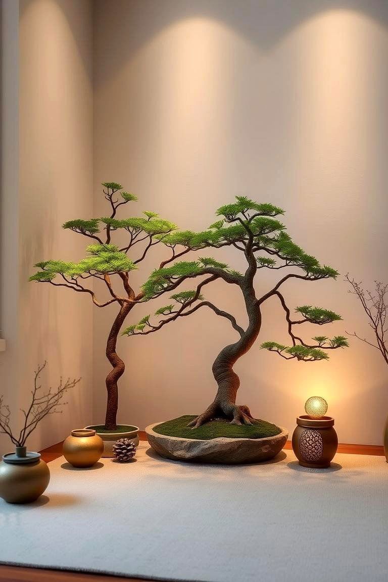 24 Bonsai Garden Ideas to Elevate Your Indoor Greenery 12 Bonsai Meditation Corner - 24 Bonsai Garden Ideas