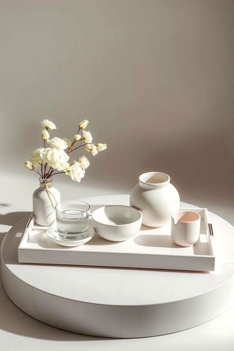 24 Creative Tray Decor Ideas for Stylish Home Organization 17 Elegant Simplicity Tray - 24 Tray Decor Ideas