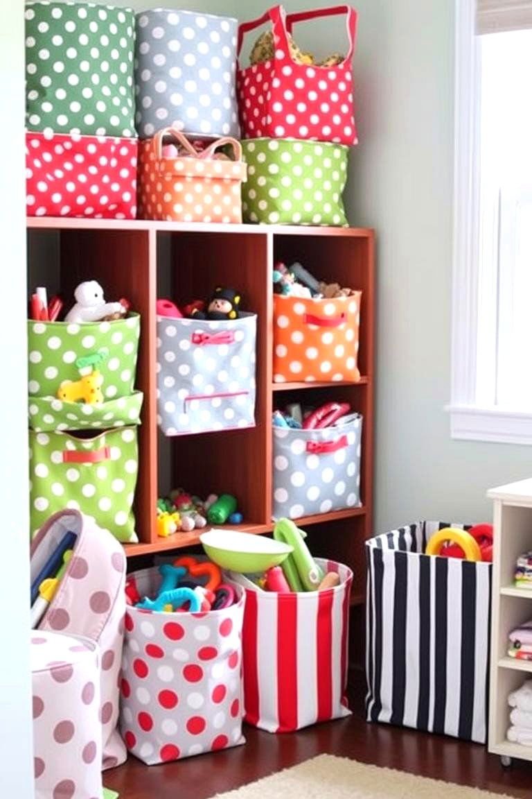 24 Toy Storage Ideas for a Clutter-Free Kids' Room 8 Fabric Storage Bins with Fun Designs - 24 Toy Storage Ideas