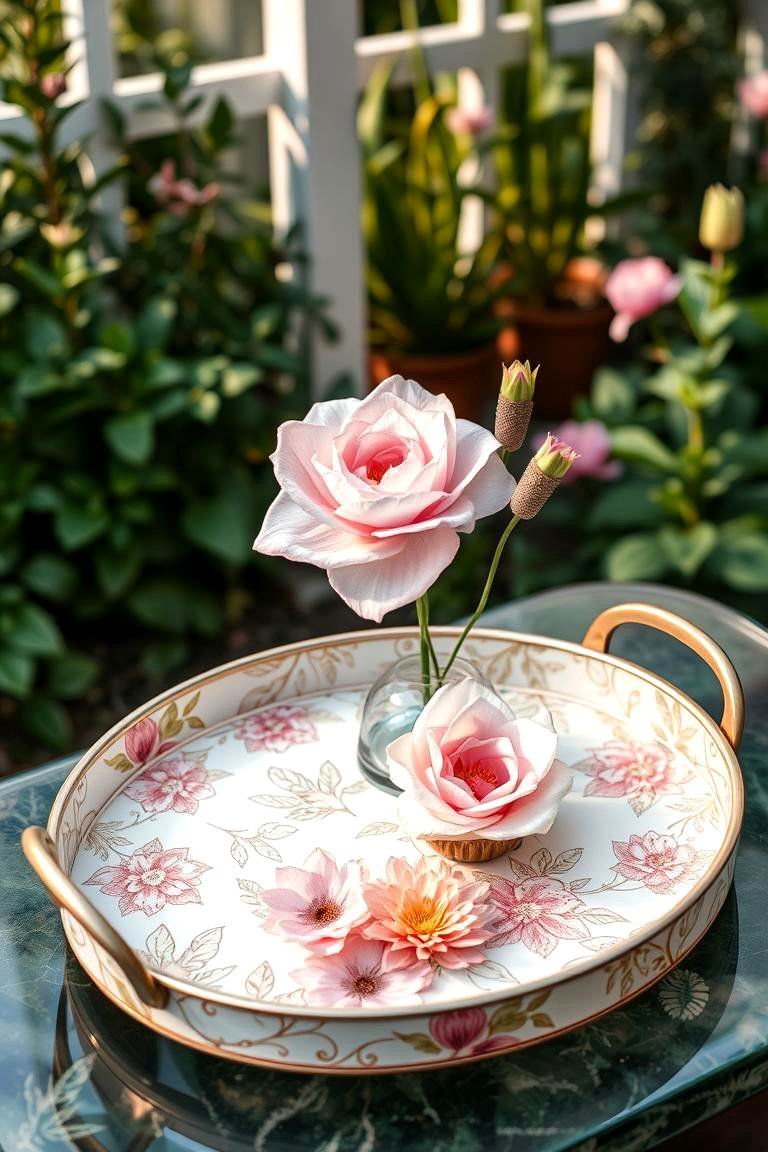 24 Creative Tray Decor Ideas for Stylish Home Organization 14 Floral Fantasy Tray - 24 Tray Decor Ideas