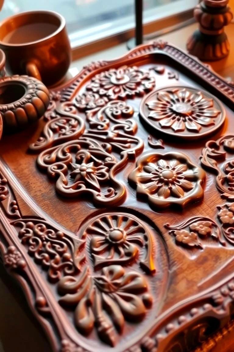 24 Creative Tray Decor Ideas for Stylish Home Organization 16 Handcrafted Detail Tray - 24 Tray Decor Ideas