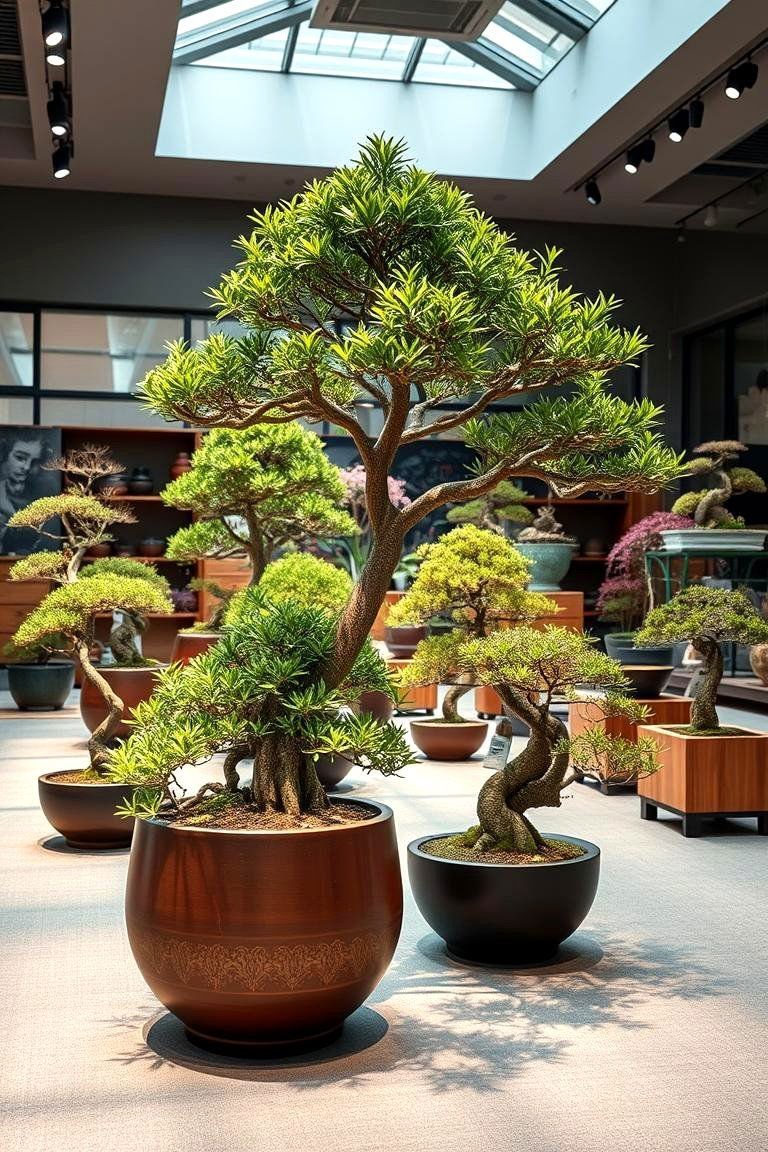 24 Bonsai Garden Ideas to Elevate Your Indoor Greenery 6 Indoor Bonsai Showcase - 24 Bonsai Garden Ideas