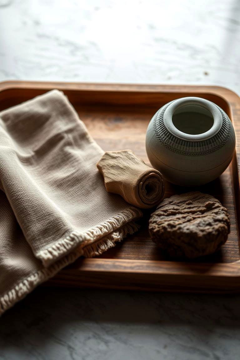 24 Creative Tray Decor Ideas for Stylish Home Organization 18 Layered Texture Tray - 24 Tray Decor Ideas