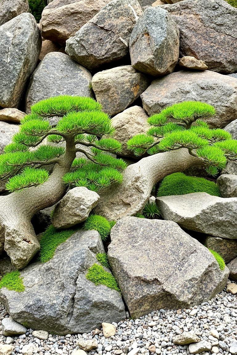 24 Bonsai Garden Ideas to Elevate Your Indoor Greenery 8 Rock Garden with Bonsai Accents - 24 Bonsai Garden Ideas
