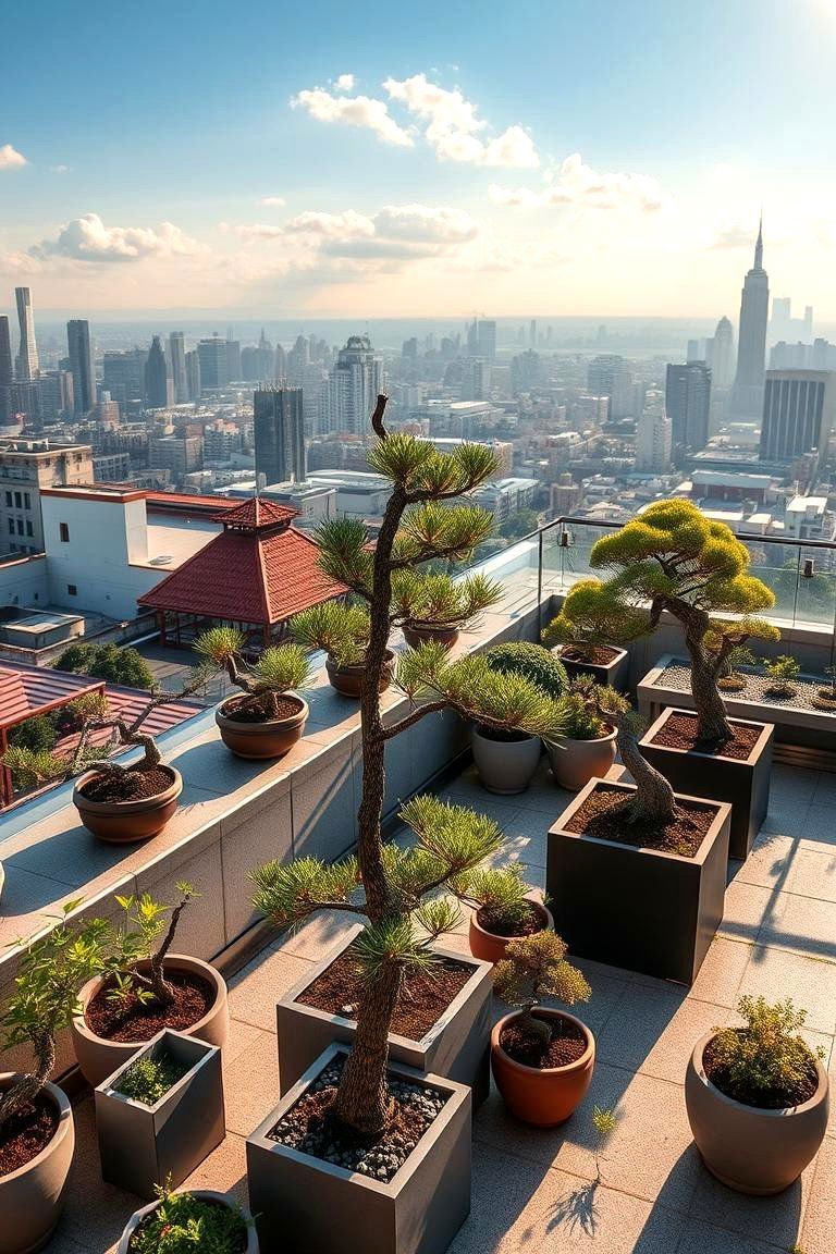 24 Bonsai Garden Ideas to Elevate Your Indoor Greenery 17 Rooftop Bonsai Paradise - 24 Bonsai Garden Ideas