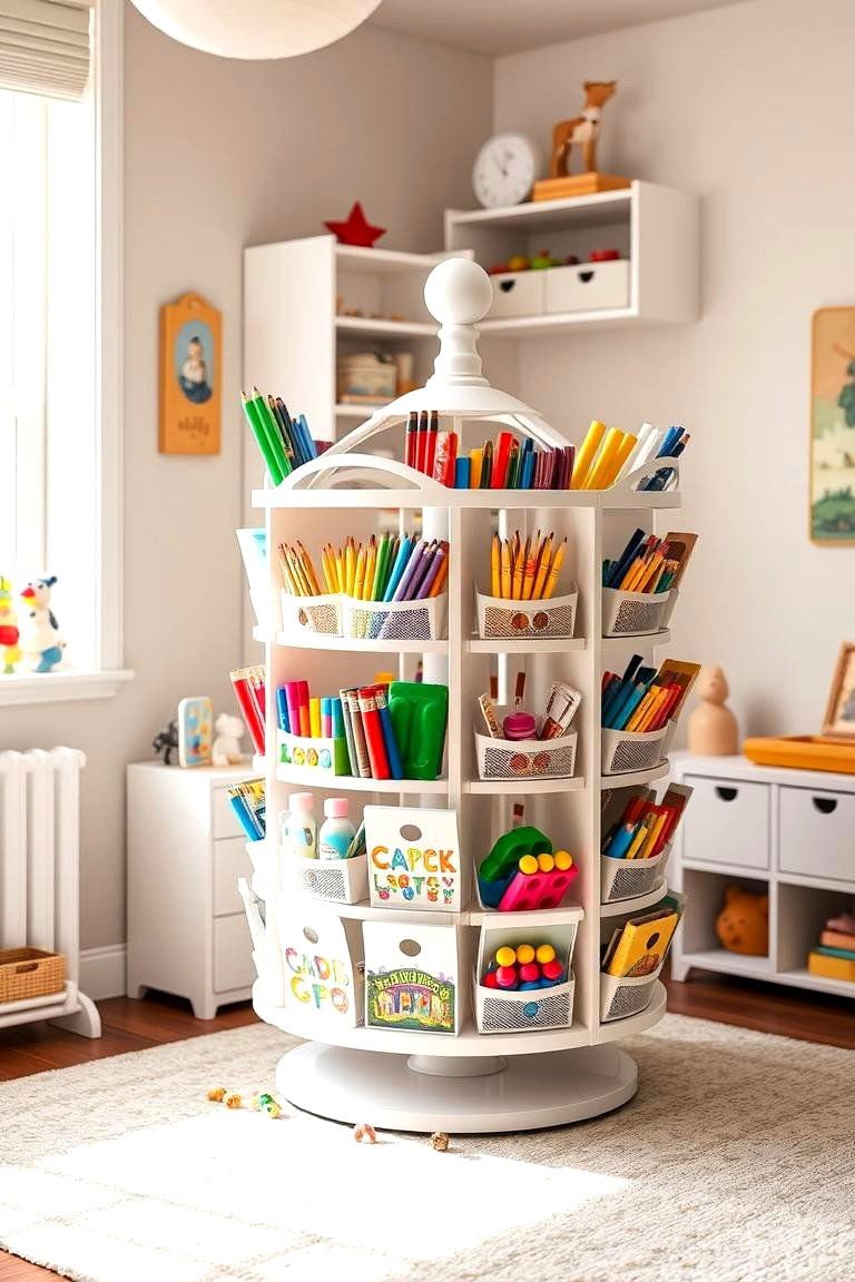 24 Toy Storage Ideas for a Clutter-Free Kids' Room 17 Rotating Carousel Toy Organizer - 24 Toy Storage Ideas
