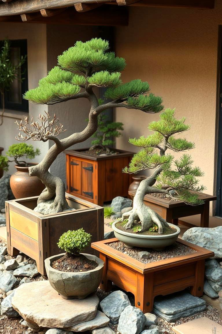 24 Bonsai Garden Ideas to Elevate Your Indoor Greenery 15 Rustic Bonsai Retreat - 24 Bonsai Garden Ideas