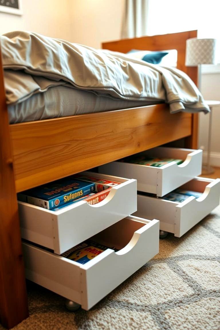 24 Toy Storage Ideas for a Clutter-Free Kids' Room 4 Under Bed Storage Drawers - 24 Toy Storage Ideas