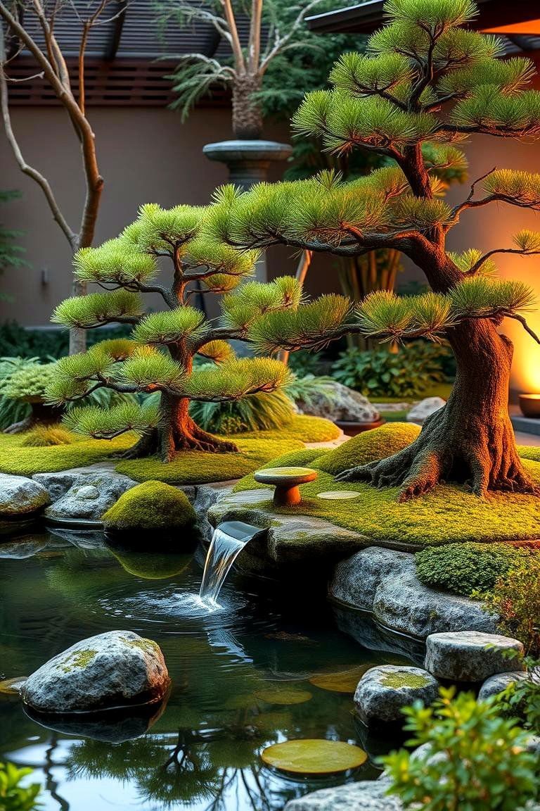 24 Bonsai Garden Ideas to Elevate Your Indoor Greenery 9 Water Feature Bonsai Garden - 24 Bonsai Garden Ideas