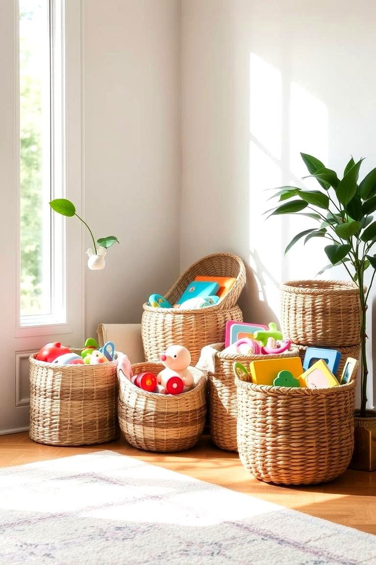 24 Toy Storage Ideas for a Clutter-Free Kids' Room 13 Woven Baskets for Natural Style - 24 Toy Storage Ideas